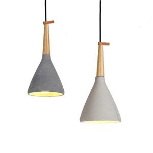 💡 Industrial Concrete & Wood Bell Pendant Light 🪵 Modern Statement Lighting
